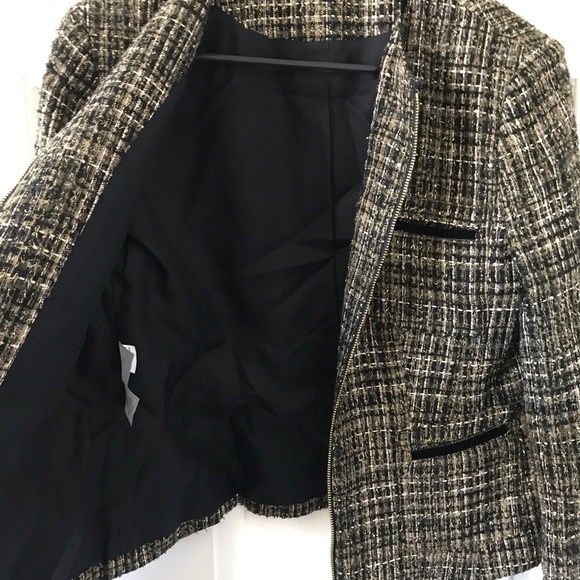 Jones New York collection wool acrylic blend black and gold blazer - Picture 5 of 10